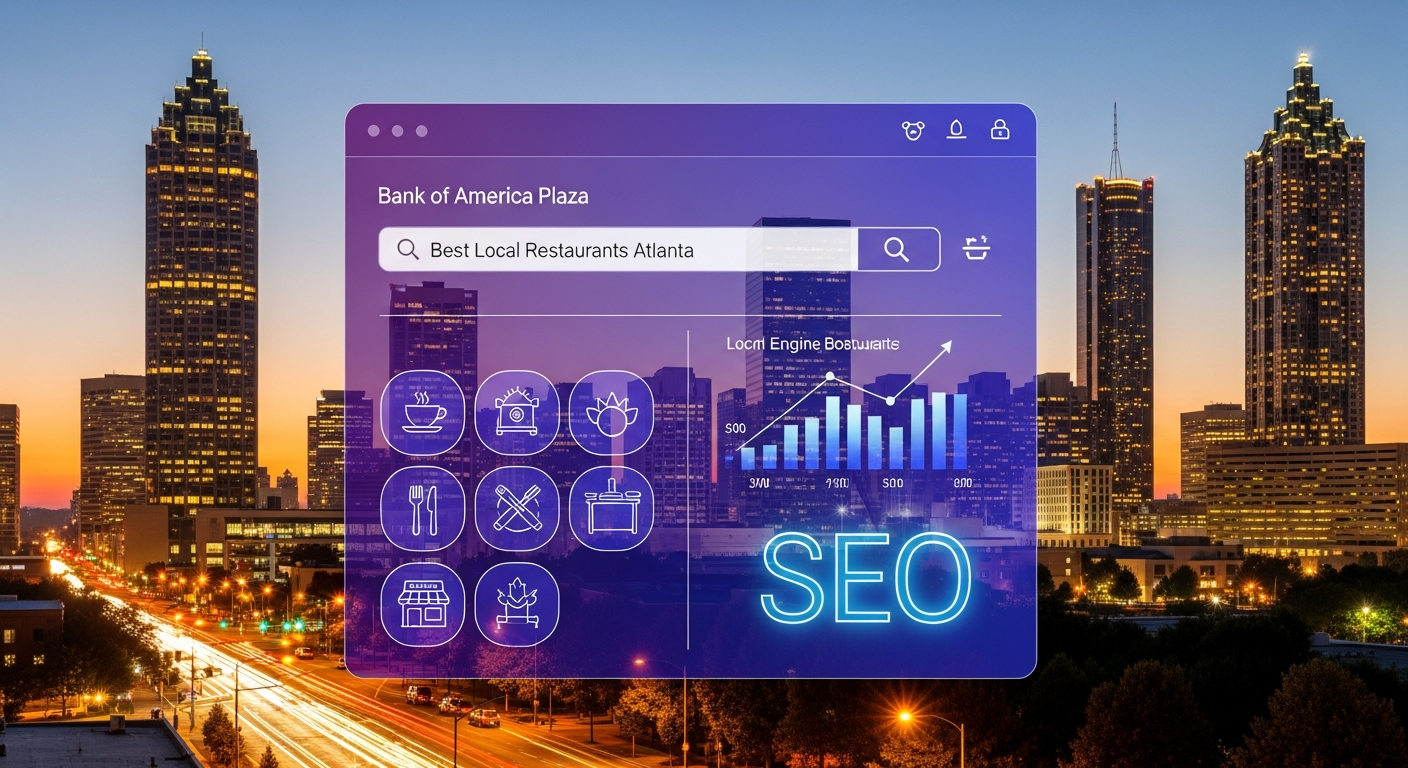 Atlanta cityscape with digital marketing and local SEO concept